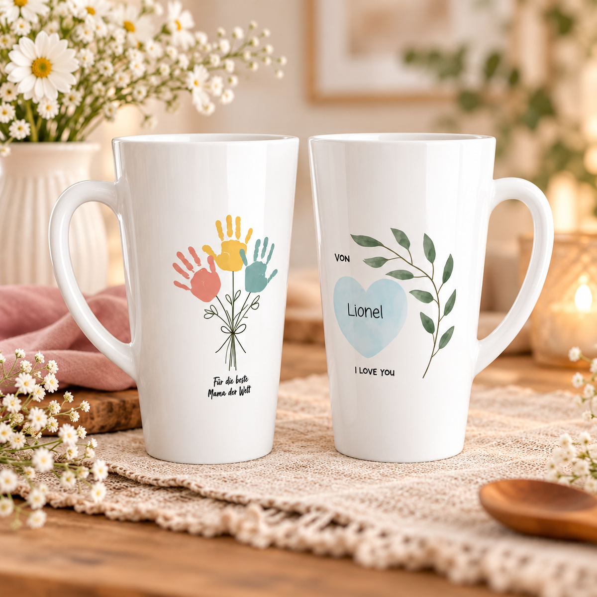 Latte-Tasse Mama personalisiert mit Kindername, 17 oz